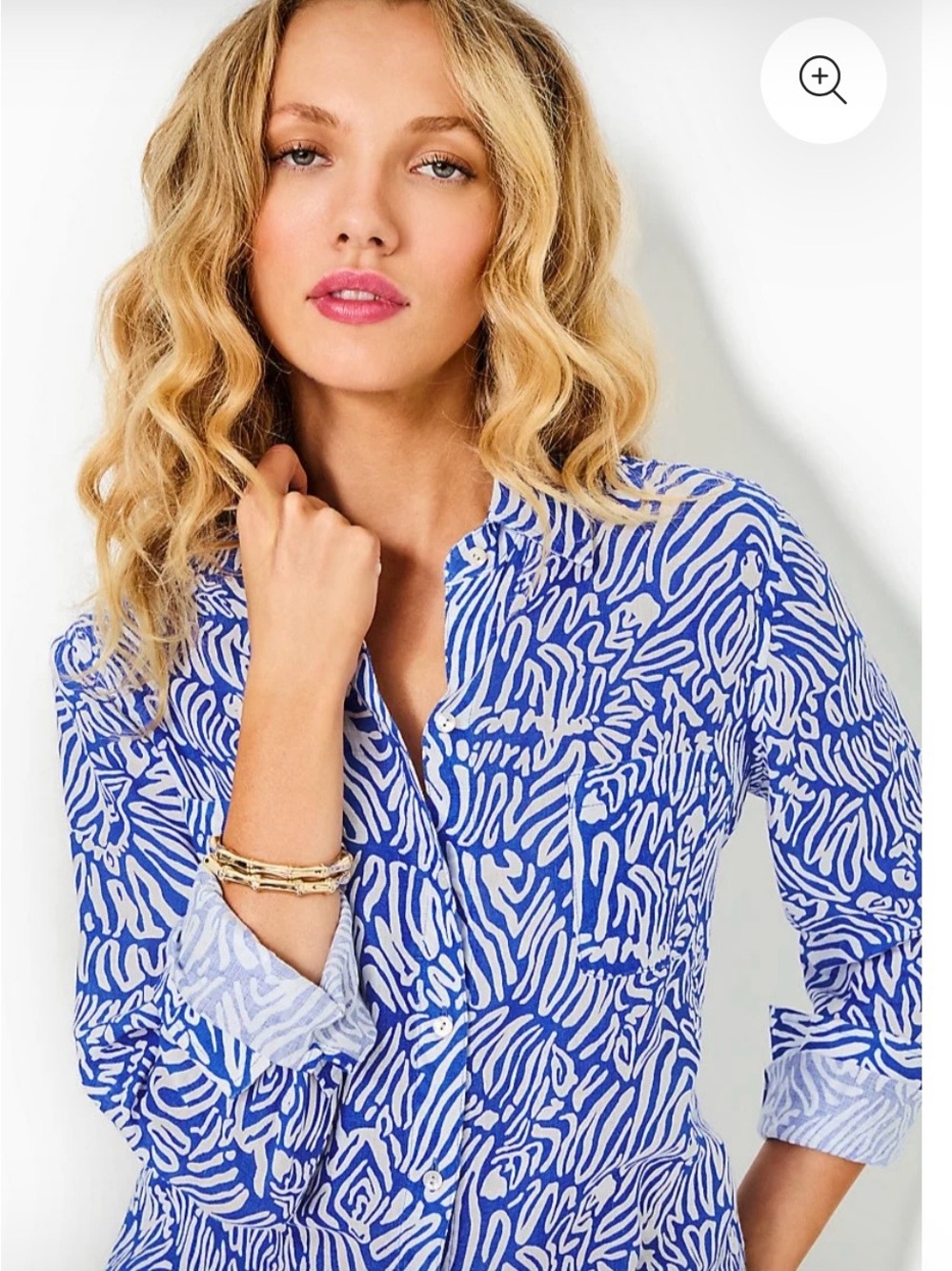Lilly Pulitzer Sea View Linen Buttondown Shirt XS